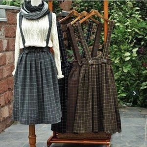 Schoolgirl skater skirt with adjustable suspenders